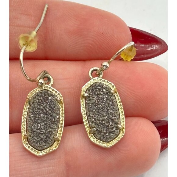 Kendra Scott Oval Drusy Drop Earrings With Textured Stone & Gold-Tone Border - Picture 3 of 5